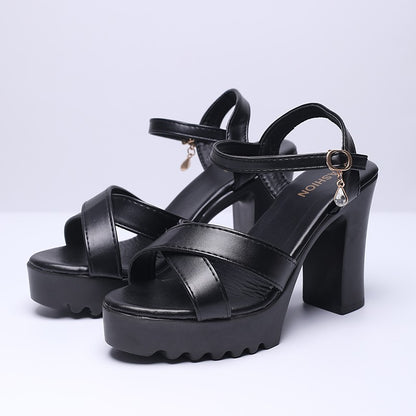 Women Fish Mouth Platform High Heels Wedges Buckle Sandals Shallow Hollow Open Toe Shoes Woman Party Footstep Office Pumps