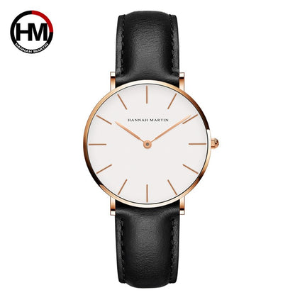 HANNAH MARTIN Brand Japan Quartz Movement Men Waterproof Wrist Watches Fashion Luxury Ultra Thin Nylon Creative Ladies Watches
