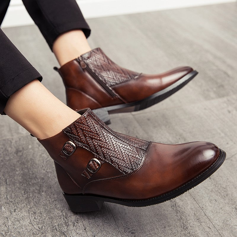 2025 Men's Fashion Chelsea Boots Comfortable Leather Upper Dry Inner Non-Slip Rubber Sole Casual Resistant Ankle Dress Boots