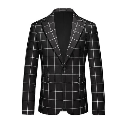 Single Breasted Plaid Suit Men's Clothing Fashion Simple Men Business Social Wedding Party Tuxedo Dress Blazers Jacket