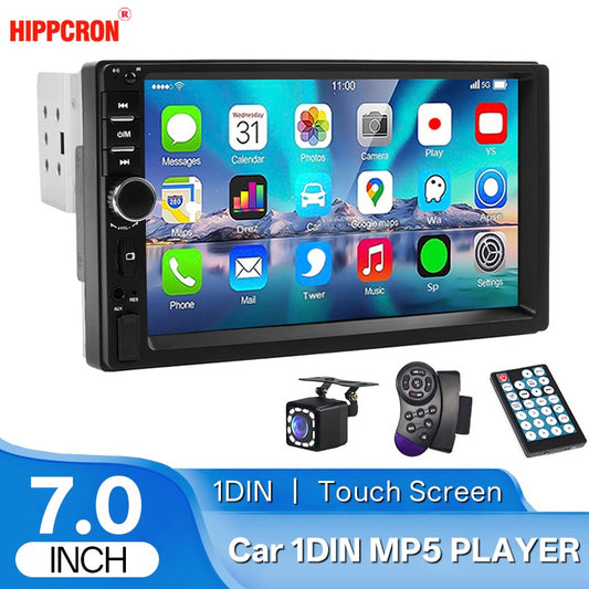 Hippcron 7 Inch Car Radio 1Din MP5 Autoradio Multimedia Bluetooth Player HD Touch Screen Mirror Link Universal Aux USB TF Card