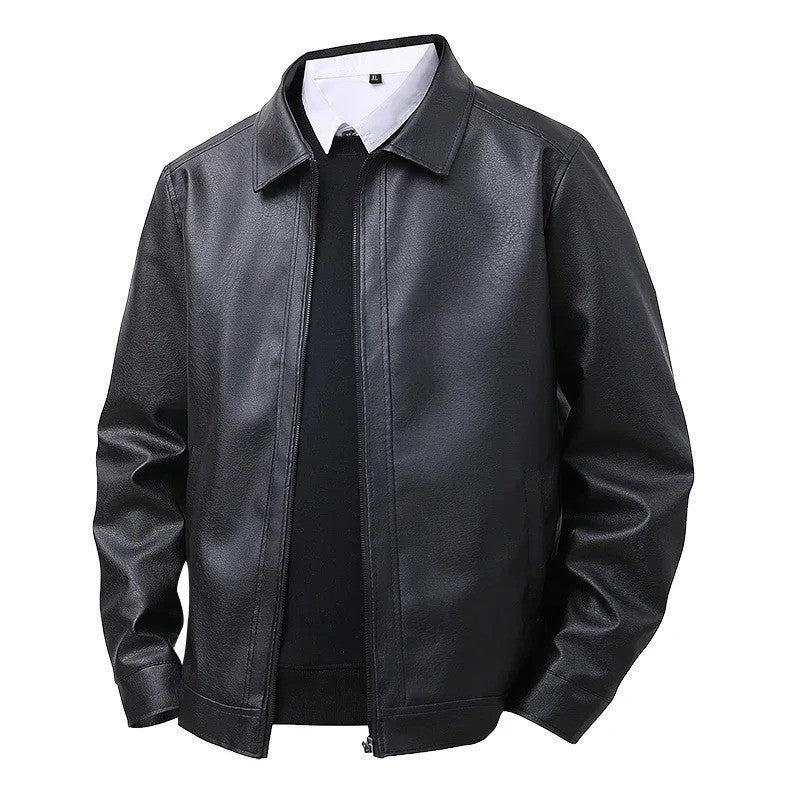 Men's New Leather Jacket Mens Top Windproof Casual Jacket Spring and Autumn Slim Fit Lapel Casual Jacket Bomber Coat