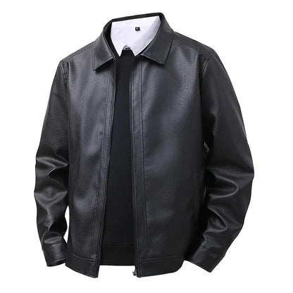 Men's New Leather Jacket Mens Top Windproof Casual Jacket Spring and Autumn Slim Fit Lapel Casual Jacket Bomber Coat