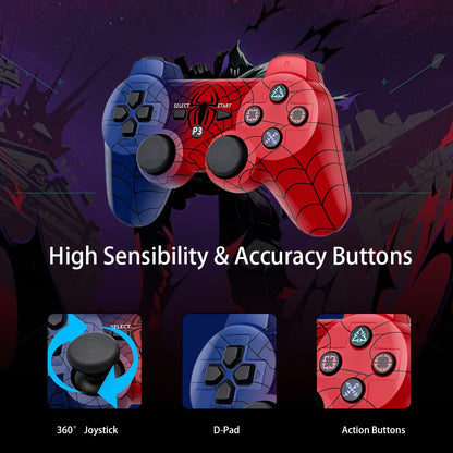 Wireless Controller for Spider-Man PS3 Dual Analog Rechargeable Game Controller for P3 Console with Cable Dual Vibration