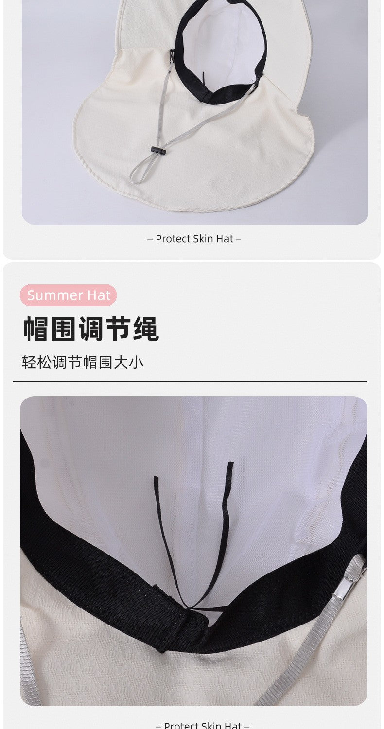 summer sun hat female sunscreen UV face protection neck protection outdoor cycling mountaineering beach large brim hat