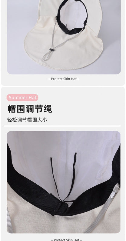 summer sun hat female sunscreen UV face protection neck protection outdoor cycling mountaineering beach large brim hat