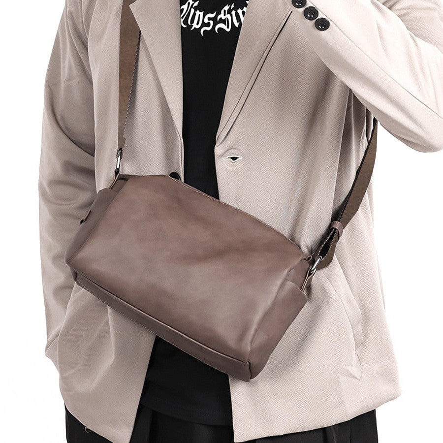 New soft leather men's bag shoulder bag men's leather bag crossbody bag Korean version versatile casual bag small shoulder bag B