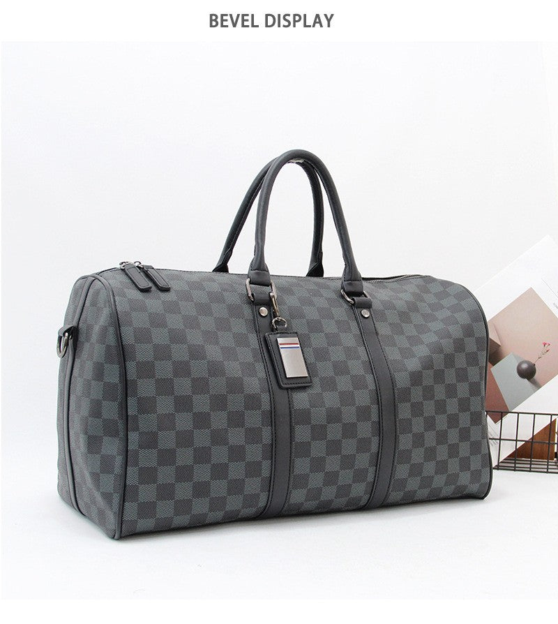 Para homem multifuncional resistente ao desgaste à prova d'água viagem grande capacidade negócios moda xadrez bagagem de mão bolsa de ombro
