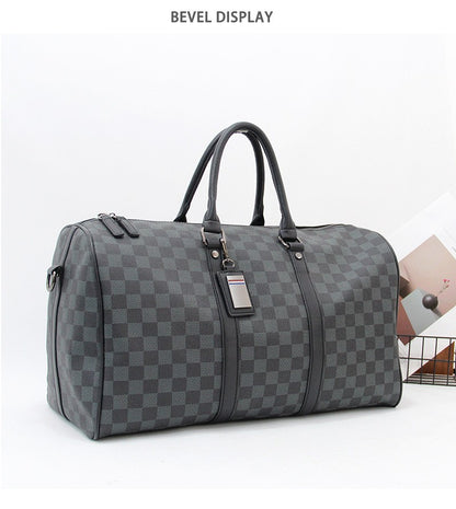 Para homem multifuncional resistente ao desgaste à prova d'água viagem grande capacidade negócios moda xadrez bagagem de mão bolsa de ombro