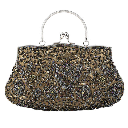 Women Clutch Bags Embroidered Sequins Beaded Chain Shoulder Bag Wedding Party  Banquet Handbag Women Solid Retro Small Totes
