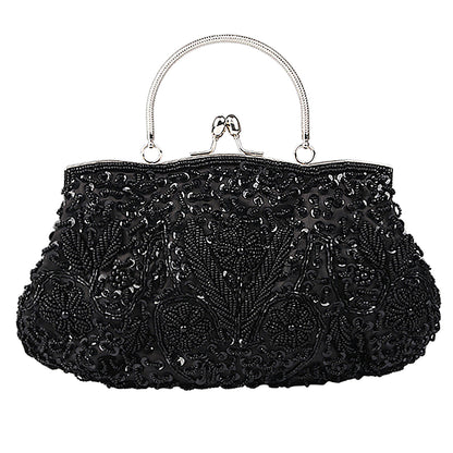 Women Clutch Bags Embroidered Sequins Beaded Chain Shoulder Bag Wedding Party  Banquet Handbag Women Solid Retro Small Totes