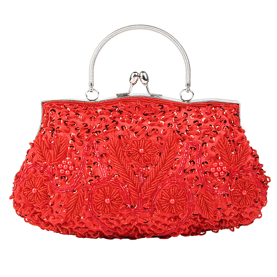 Women Clutch Bags Embroidered Sequins Beaded Chain Shoulder Bag Wedding Party  Banquet Handbag Women Solid Retro Small Totes