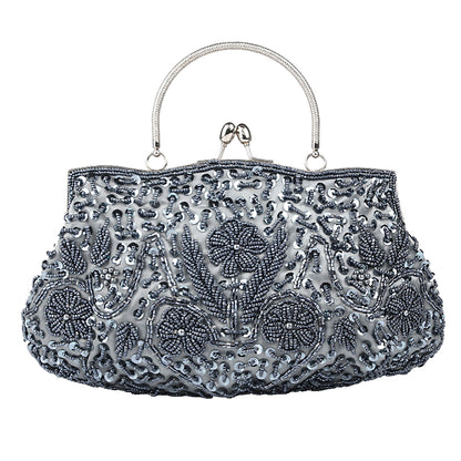 Women Clutch Bags Embroidered Sequins Beaded Chain Shoulder Bag Wedding Party  Banquet Handbag Women Solid Retro Small Totes