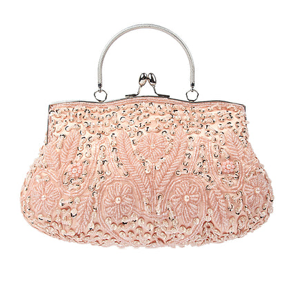 Women Clutch Bags Embroidered Sequins Beaded Chain Shoulder Bag Wedding Party  Banquet Handbag Women Solid Retro Small Totes