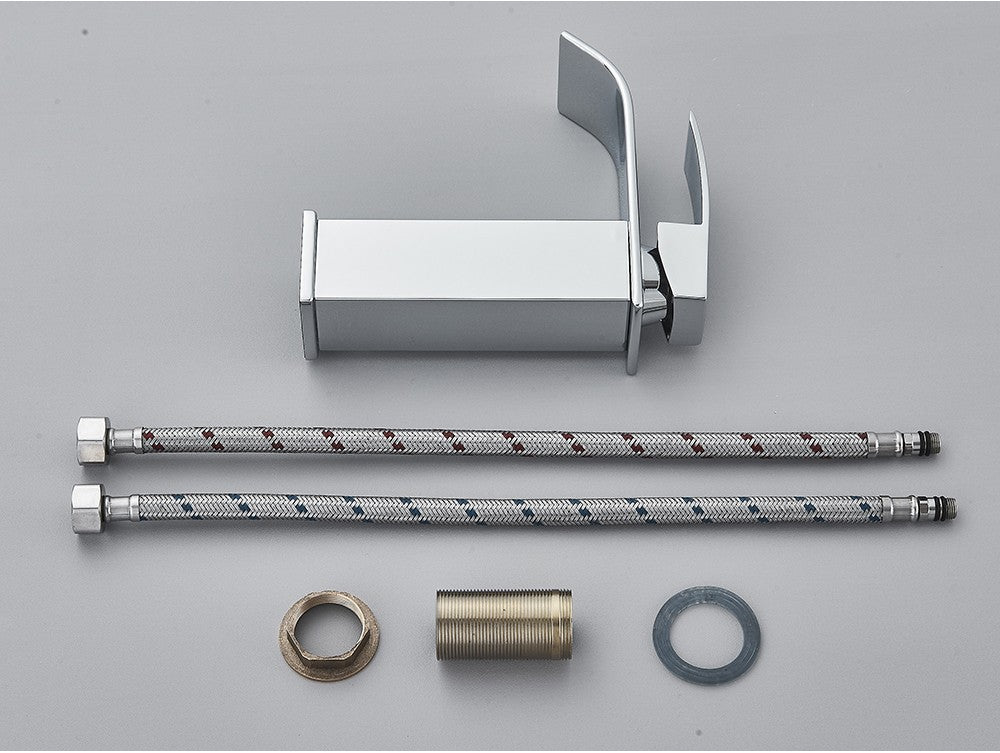 Brushed Golden Basin Faucets Elegant Waterfall Bathroom Sink Faucet Single Lever Hole Deck Mount Brass  Mixer Taps