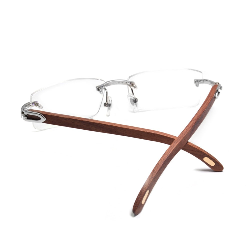 High Quality Original Wood Rimless Eyeglasses Frame for Men Vintage Rectangle Diopter Glasses Flexible Big Head Eyewearing
