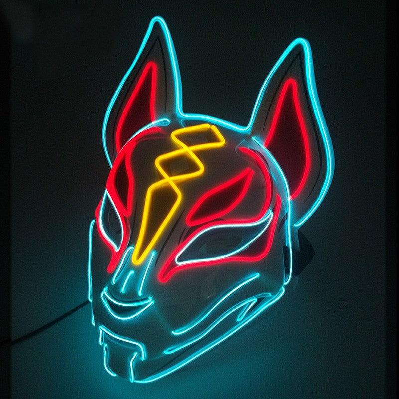 Cool Neon Light up Fox Mask Men Luminous Disguise Masks Glow in the Dark Cosplay Costume Trick or Treat Decoration
