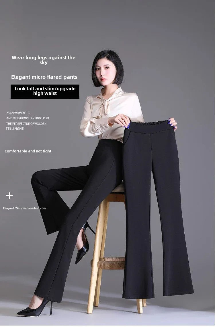 Spring Autumn New Bootcut Pants Women's Slimming Versatile Korean Style Loose-fit Fashionable Trousers Drop Leg Bell Pants Women