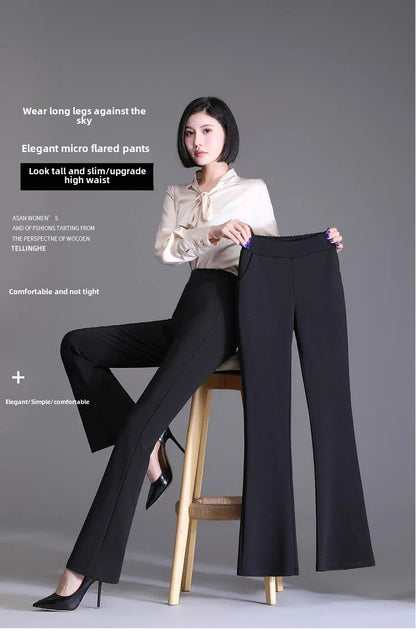 Spring Autumn New Bootcut Pants Women's Slimming Versatile Korean Style Loose-fit Fashionable Trousers Drop Leg Bell Pants Women