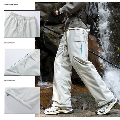 Calças de inverno masculinas para caminhada, impermeáveis, à prova de vento, calças de montanhismo, para manter aquecido, acampamento, trekking, esqui, calças com bolso com zíper