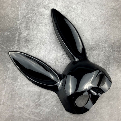 Half Face Rabbit Mask Black White Halloween Mask Christmas Bar Masquerade Party Rabbit Ears Masks Sexy Cosplay Props