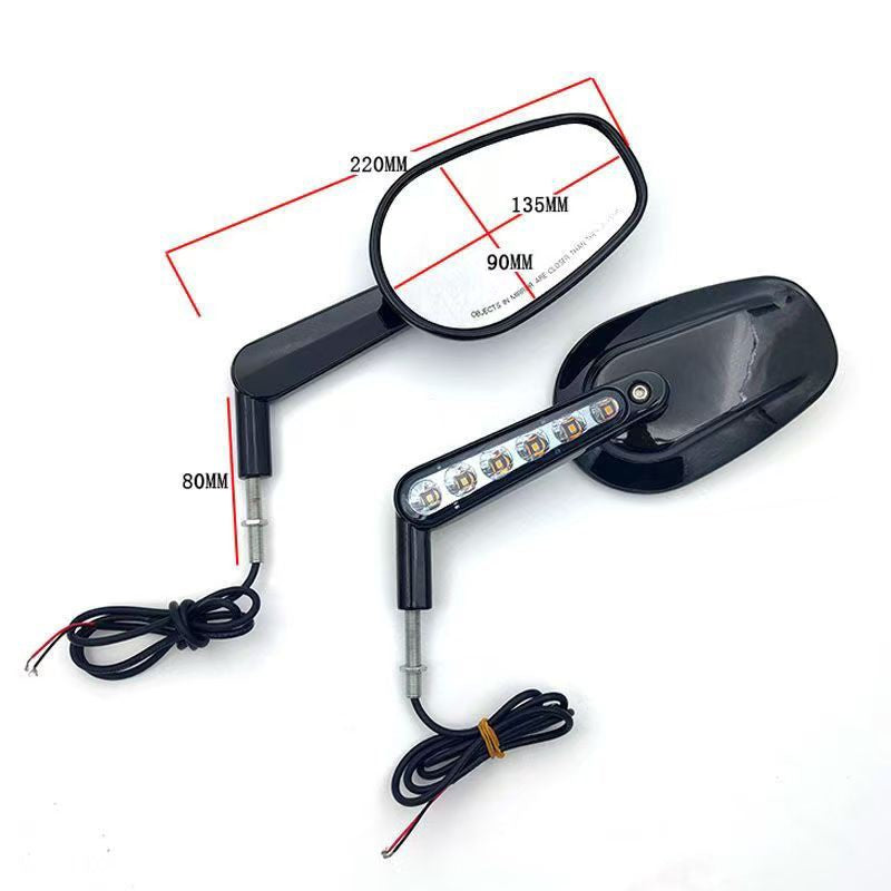Espelhos retrovisores musculosos de motocicleta 8MM com piscas de LED para Harley VRSCF V-Rod 2009-2017 2016 2015 2014 1 Par Preto/Prata