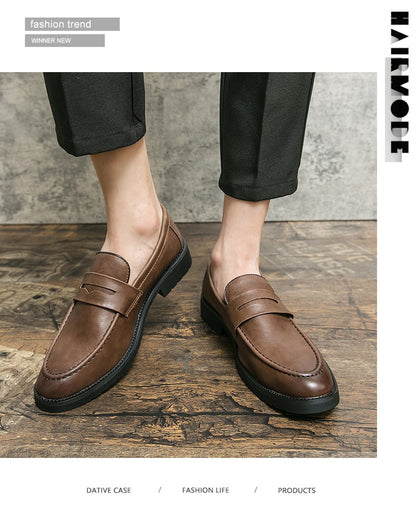 Trend Casual Business Shoes Men Retro Men's Dress Shoes High Quality Office Leather Loafers Man Social Leather Shoes Male