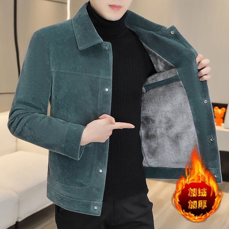 2022 Winter Wool Blends Jacket Plush Velvet and Short Thicken Trench Coat Casual Business Woolen Overcoat Social Men Clothing