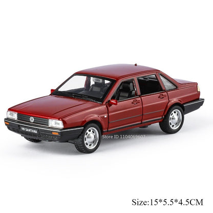 1:32 SANTANA Carros de Brinquedo em Miniatura de Liga Leve com Som, Luz e Portas que Abrem, Puxar para Trás, Veículos de Decoração para Presentes Infantis