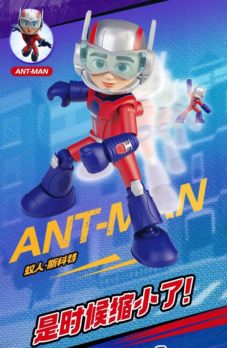 Em estoque, Blokees Genuínos Marvel Spidey Amazing Friend Homem-Aranha Miles Homem-Formiga Boneco Anime Action Figure Colecionáveis Brinquedos Modelo