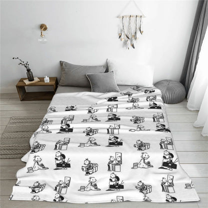 Wimpy Kid 4 States Of Greg Heffley Blankets Soft Warm Flannel Throw Blanket Plush for Bed Living room Picnic Travel Home Couch