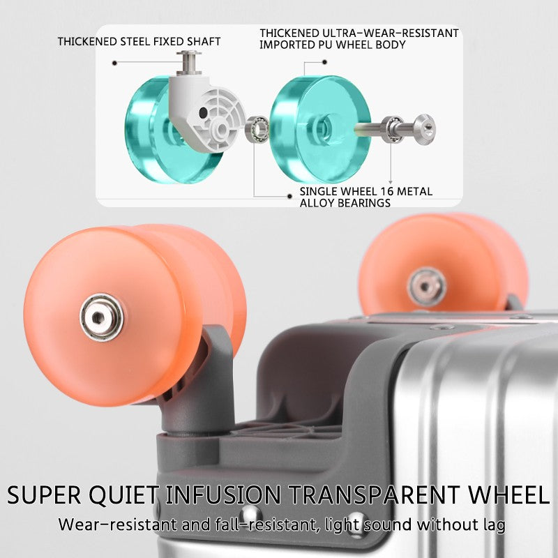 All-Aluminum Magnesium Alloy Suitcase Large-Capacity Password Luggage Infused Transparent Rolling Wheel Business Trolley Case