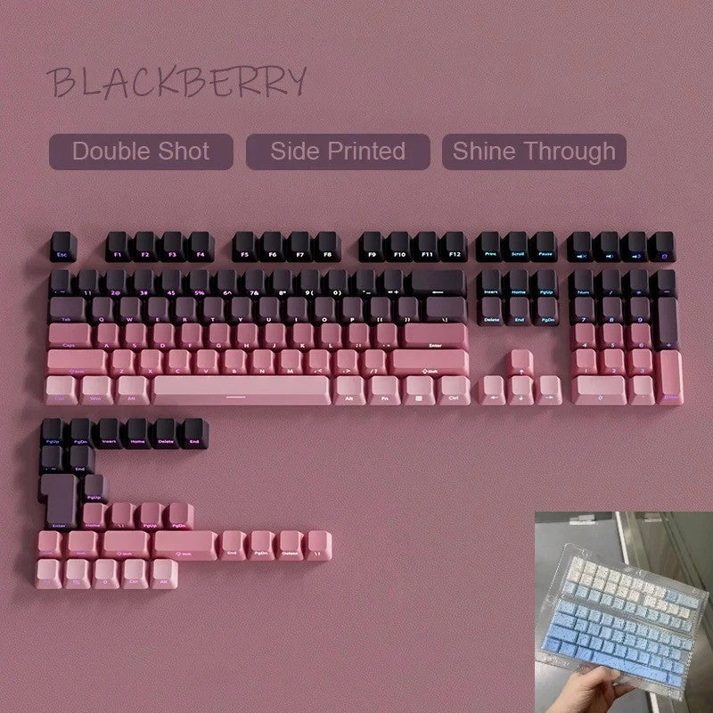 Novas Teclas 133 Gradiente Verde Shine Through Keycaps Impressão Lateral PBT Keycap Perfil Cherry Double Shot para Teclados Mecânicos