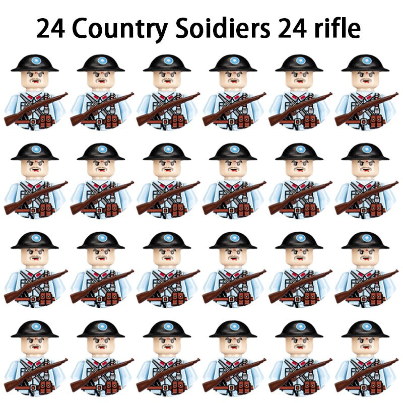 Brinquedos de blocos de montar para crianças: Modelos de Mini Armas de Exército Nacional de Guerra de Soldados de Infantaria da Segunda Guerra Mundial