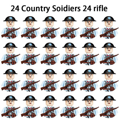 Brinquedos de blocos de montar para crianças: Modelos de Mini Armas de Exército Nacional de Guerra de Soldados de Infantaria da Segunda Guerra Mundial