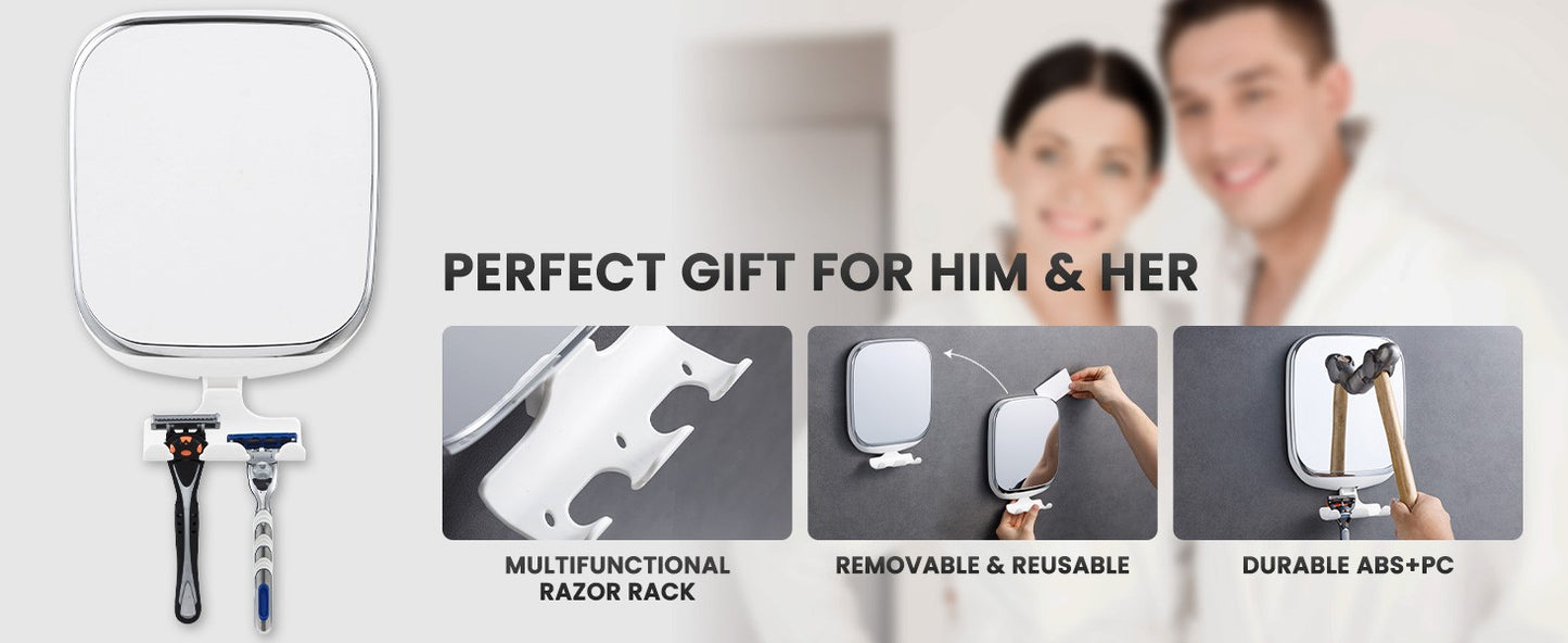 TAILI Shower Fogless Makeup Mirror With Holder Suction Cup Shower Shave Round Acrylic Mirrors Bathroom Mirrors Washroom
