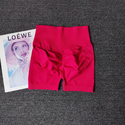 Yoga Shorts Peach Hot Girls Three-Cross Pants High Waist Knitted Pressure Running Sport Elastic Belly Lifting Butt Tight Pants