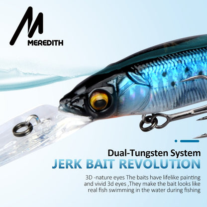 MEREDITH Iscas de Pesca Minnow Wobbler Lento Afundando ou Flutuando 110mm Isca Artificial Rígida Profundidade 0-3m Isca para Baixo e Lúcio