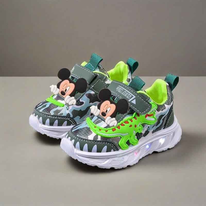 2025 New Disney Boys Led Lighted Shoes Fashion Mickey Children's Casual Sneakers Kids Luminous Shoes Sport Shoes Lighted Shoes