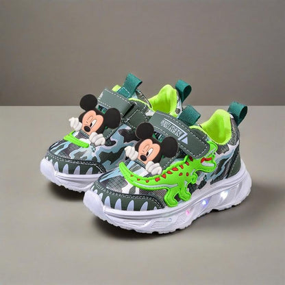 2025 New Disney Boys Led Lighted Shoes Fashion Mickey Children's Casual Sneakers Kids Luminous Shoes Sport Shoes Lighted Shoes