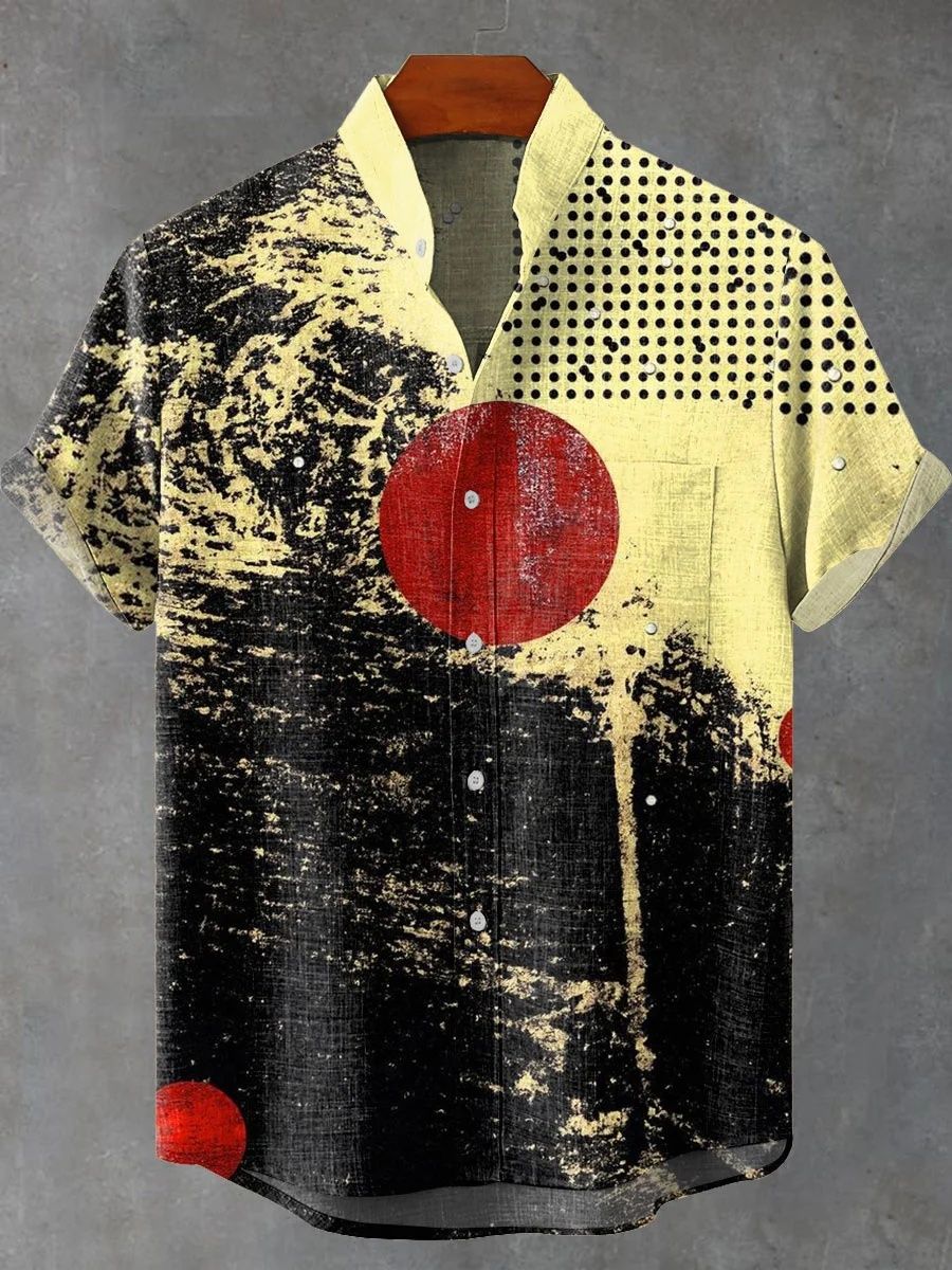 New Men's Summer Fashion Printed Linen Comfortable Short Sleeve Shirt 3D Art Shirt Fast Shipping