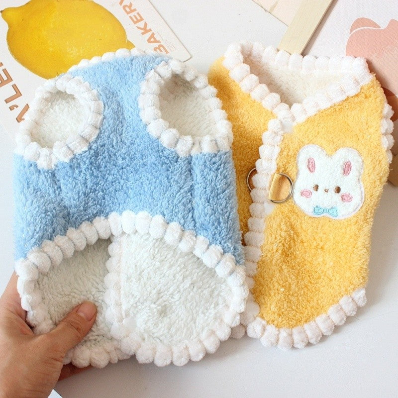 Roupas de cachorro de lã de outono Colete de cachorro com estampa de coelho Moda Moletom de cachorrinho Quente Colete de gato Pulôveres Moletons de estimação Fantasia de chihuahua