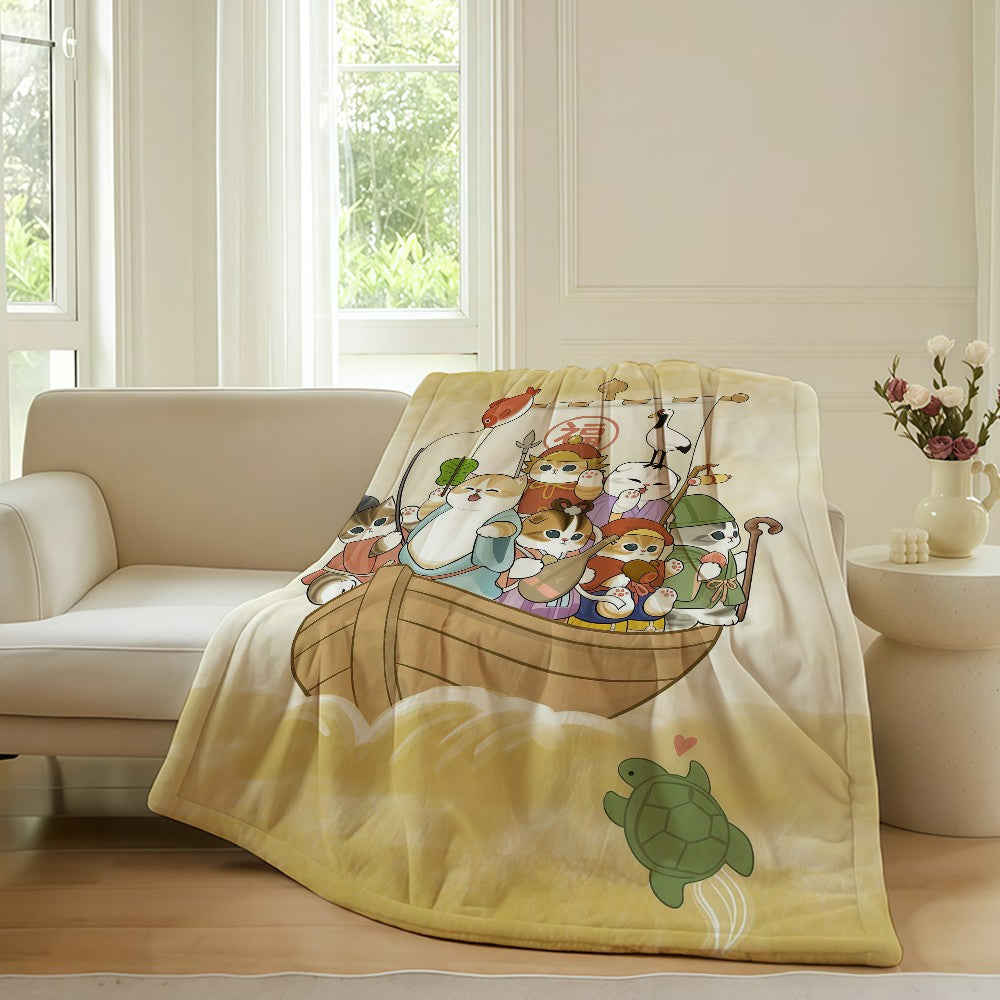 Cartoon cute M-MoFusand Blanket For Sofa Office Bed Plane Travel Sleep Read Relax Camping Soft And Warm