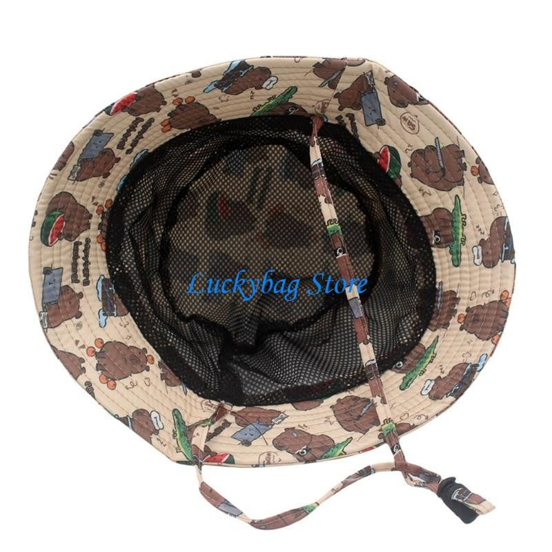 X7XE Trendy Capybara Pattern Fisherman Hat Beach Vacation Bucket Sunshade Hat for Animal Lover and Trendsetters
