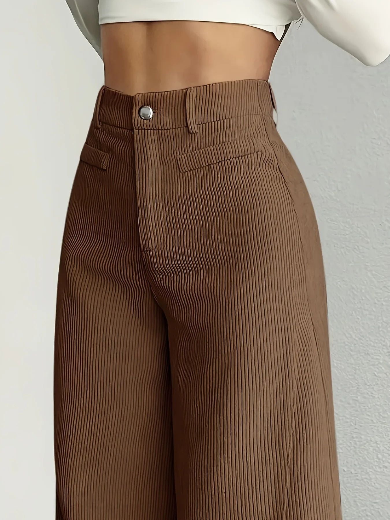 High Waist Striped Wide Leg Pants Commute Versatile Casual Long Trousers New 2025 Women's Fashion Cross-Border Clothing