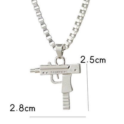 New models Hip Hop UZI Kolye GUN Shape Pendant Necklace Gold/Silver Color Army Style Male Chain Men Necklaces Jewelry