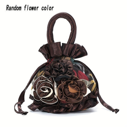 New soft lace mommy bag three-dimensional flower handbag drawstring handbag key cell phone organizer bag