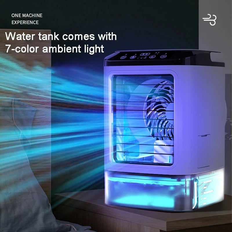 Ar Condicionado de Mesa Portátil Ventilador Pulverizador Duplo Atomização Ultrassônica 3 Velocidades Mudo Refrigerador de Ar Luz Noturna Ventilador Elétrico para Casa