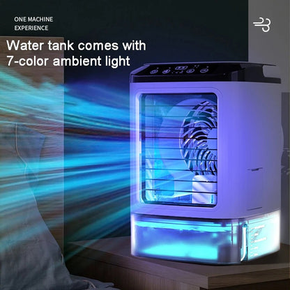 Ar Condicionado de Mesa Portátil Ventilador Pulverizador Duplo Atomização Ultrassônica 3 Velocidades Mudo Refrigerador de Ar Luz Noturna Ventilador Elétrico para Casa