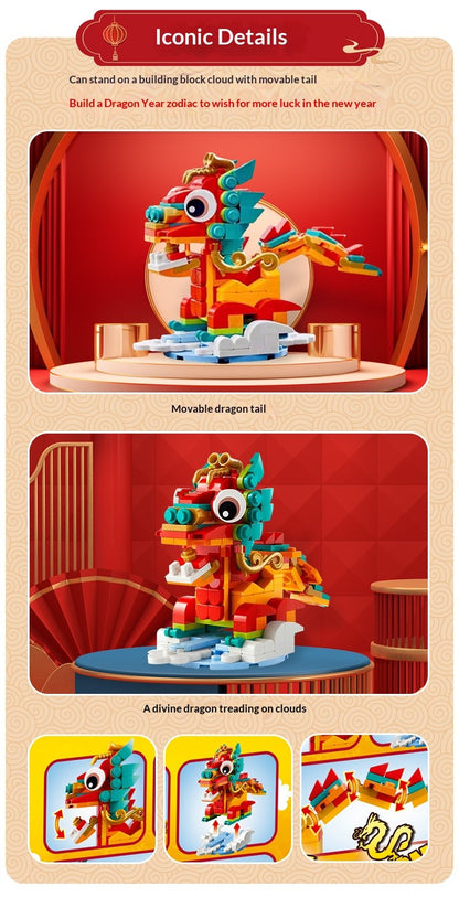 Lego 40573 Árvore de Natal 40611 O Ano do Dragão Brinquedos de montar quebra-cabeça infantil Presente de Natal